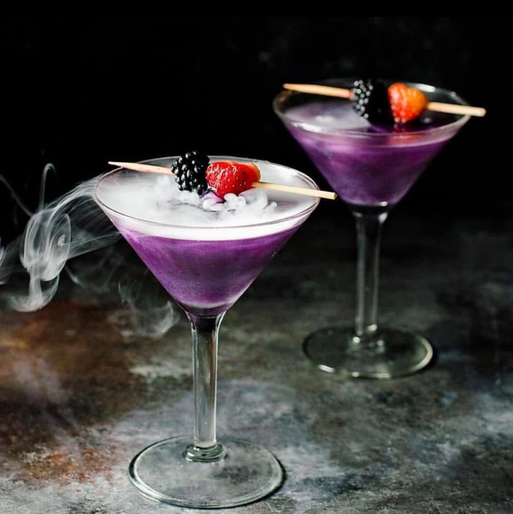 Smoky purple martini